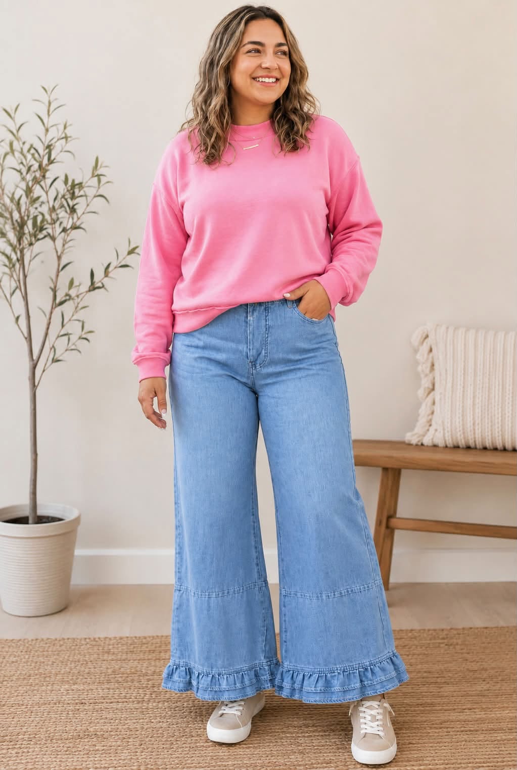 Blue Ruffle Plus Jeans