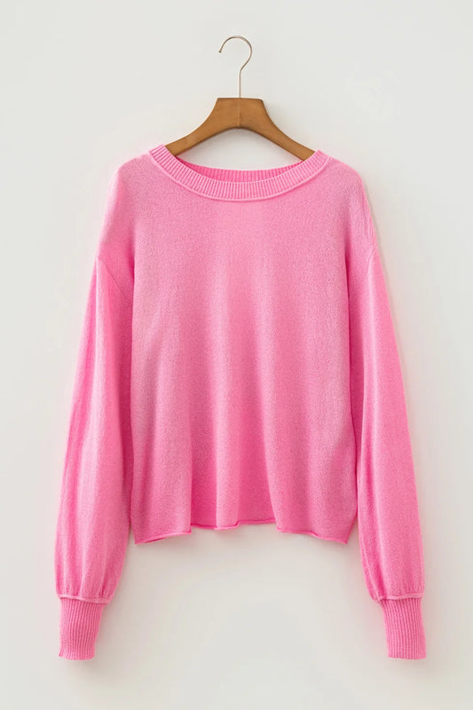 Pink Backless Pullover Sweater