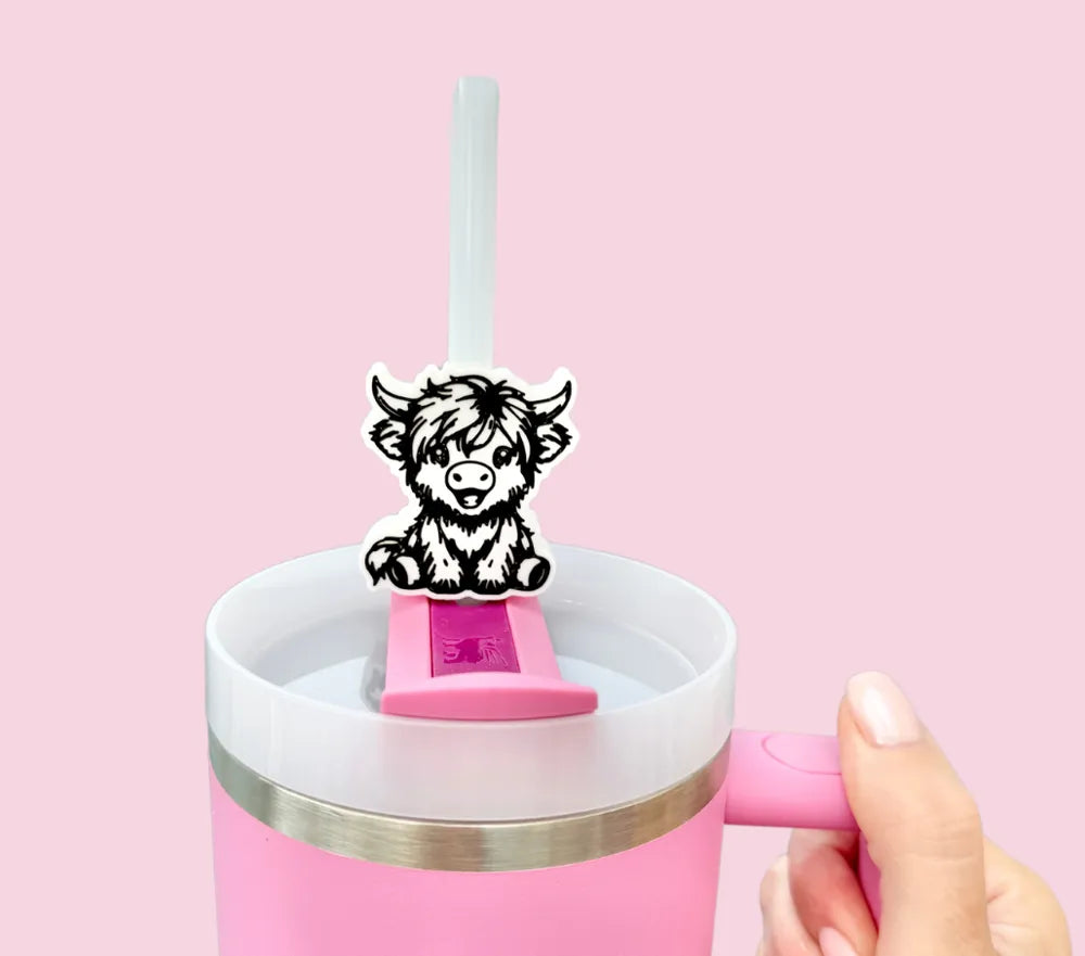 Highland Cow Straw Topper