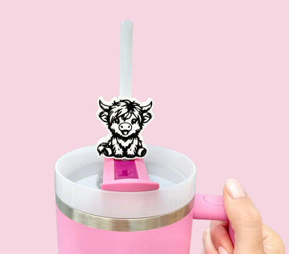 Highland Cow Straw Topper