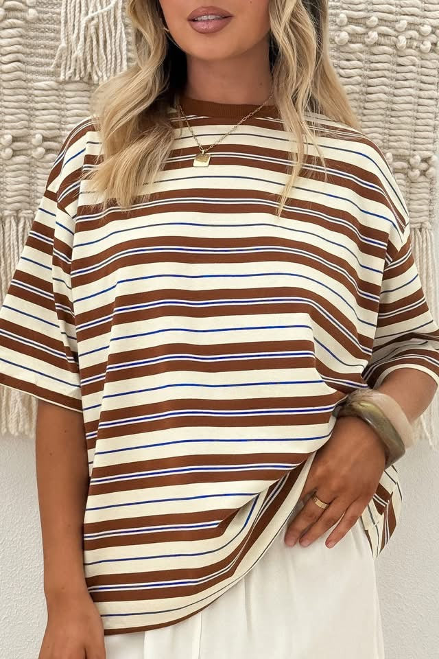 Brown Stripe Oversized Top