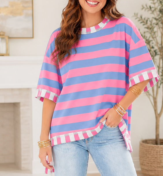 Stripe Exposed Seam Top