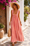 Pink Stripe Ruffled Flowy Dress