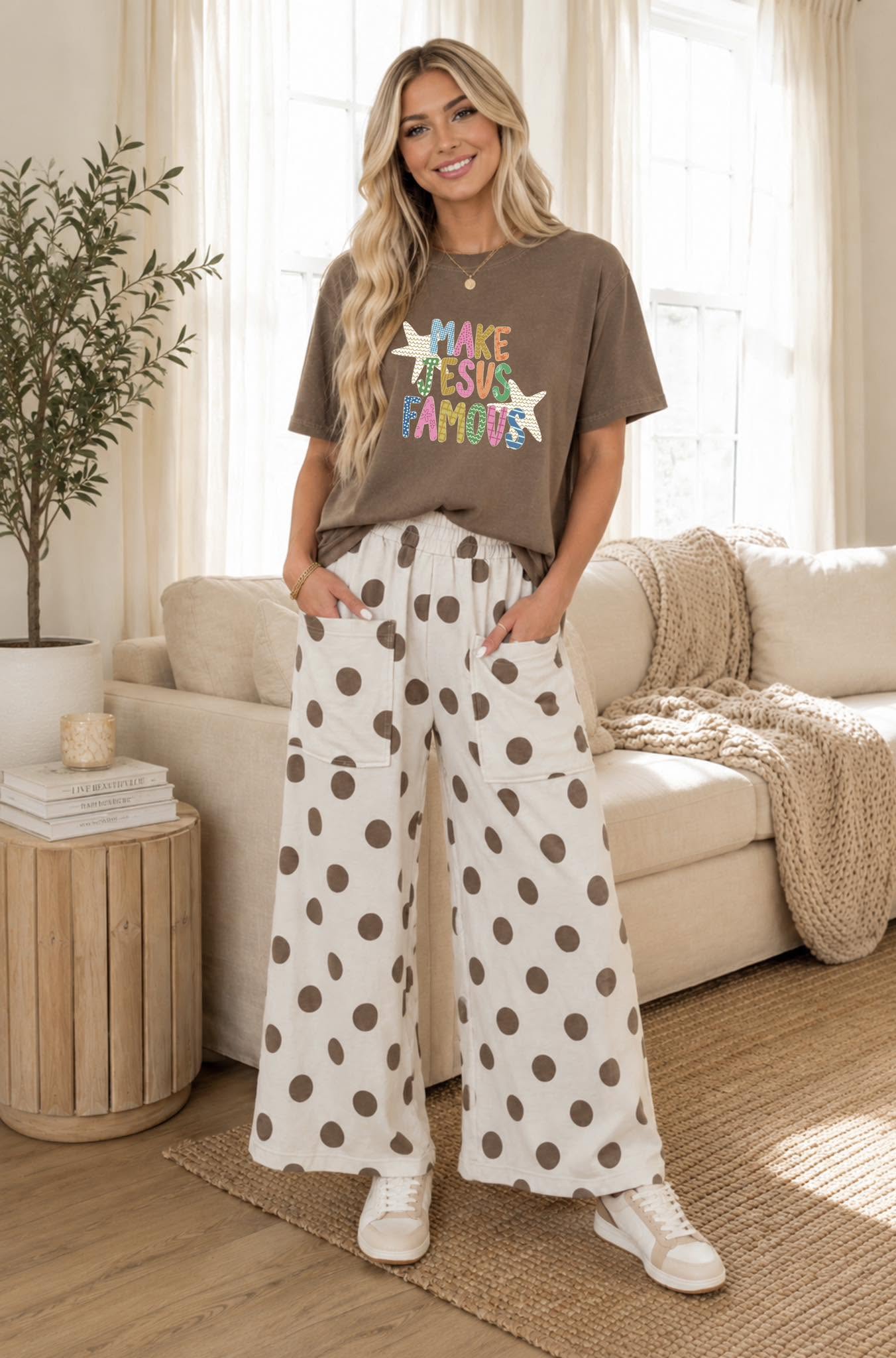 Polka Dot Wide Leg Pants