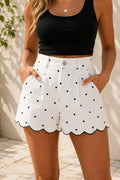 White Polka Dot Scallop Shorties
