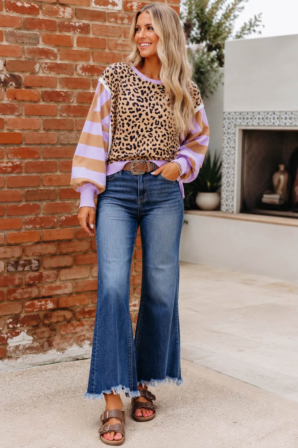 High Waist Frayed Hem Jeans