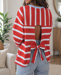 Red Striped Bow Back Shirt