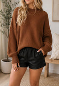 Chestnut Ribbed Knit Sweater