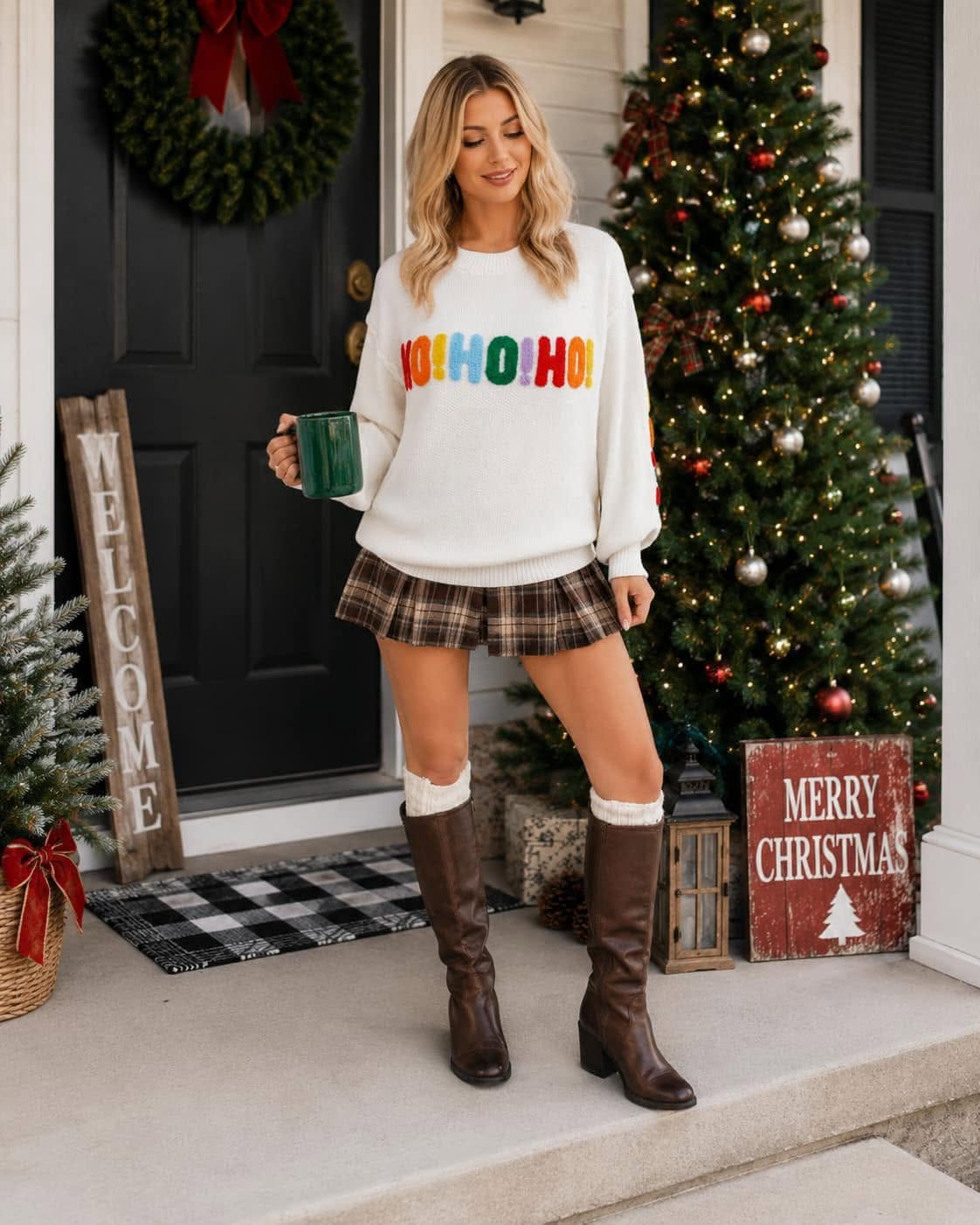 Merry Christmas Chenille Graphic Sweater
