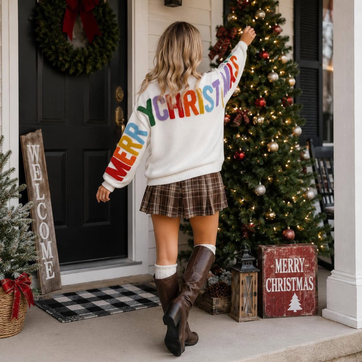 Merry Christmas Chenille Graphic Sweater
