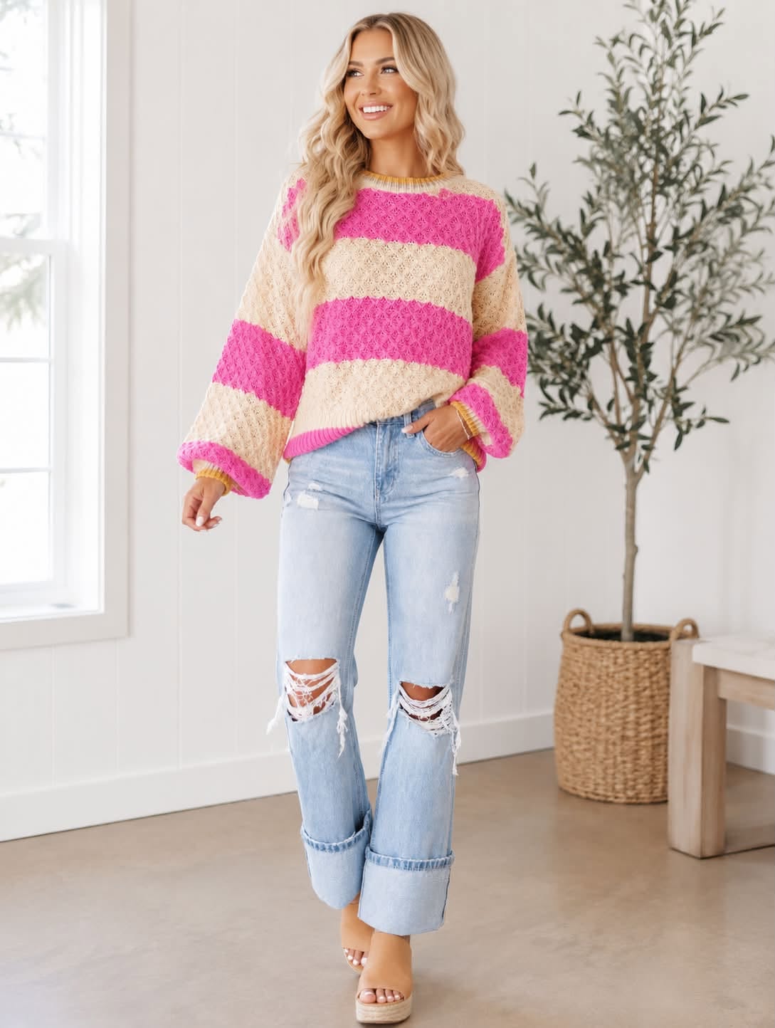 Light Wash Distressed Flare Jeans