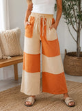 Orange Raw Seam Casual Pants
