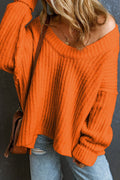 Orange Ribbed Chunky Sweater