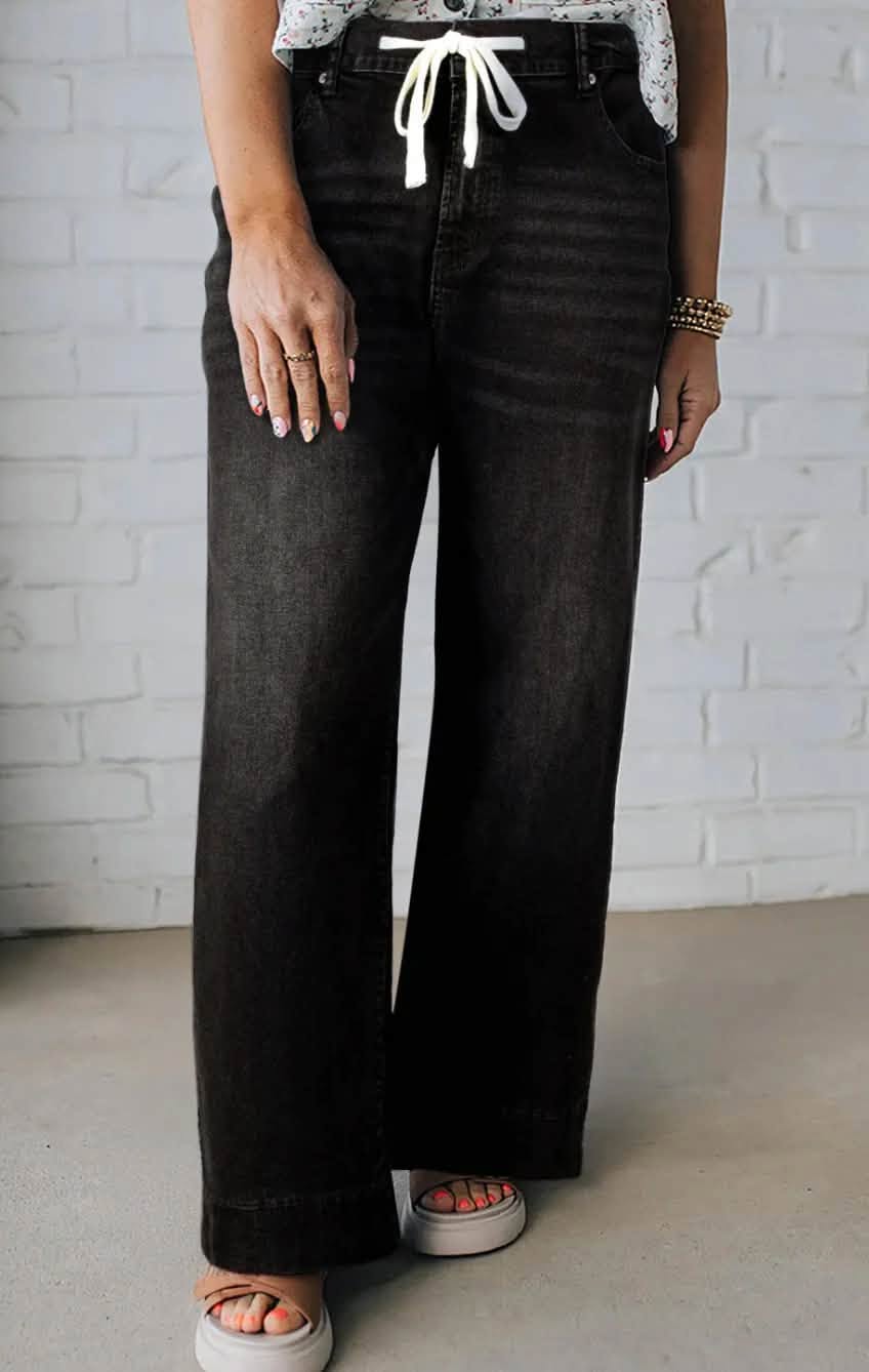 Acid Wash Plus Lace Up Jeans