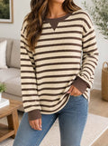 Brown Stripe Pullover Sweatshirt
