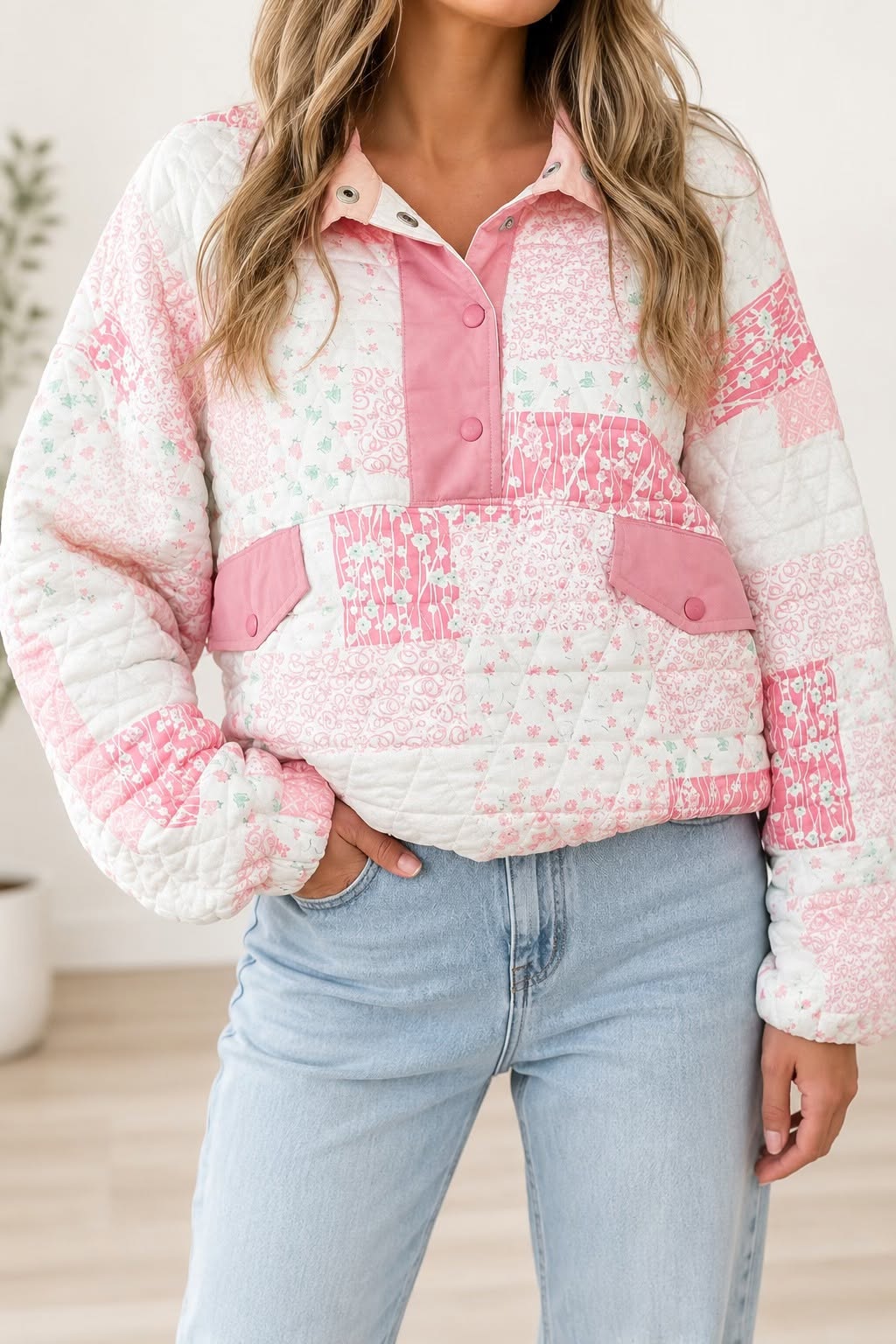 Floral Quilted Sweatshirt