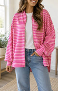 Pink Stripe Jacket Sweatshirt