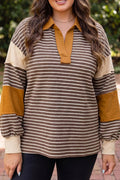 Brown Stripe Colorblock Top