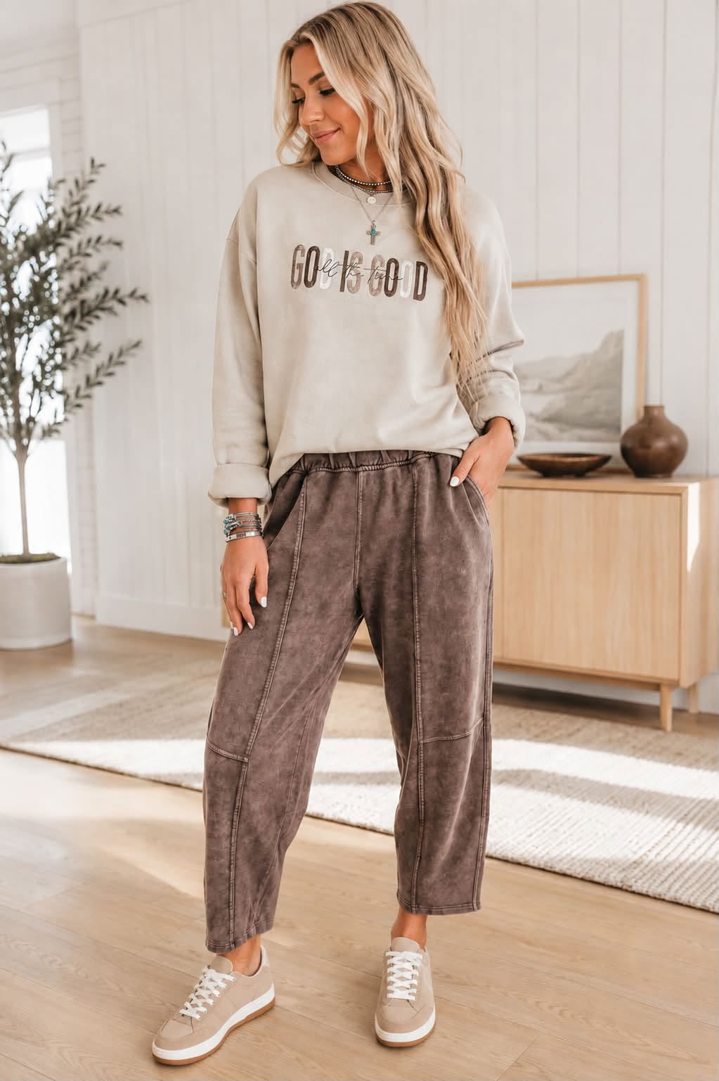 God Is Good Embroidered Pullover