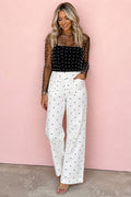Polka-Dot Scalloped Jeans