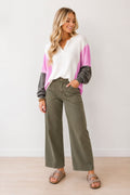 Green Ankle Length Barrel Jeans