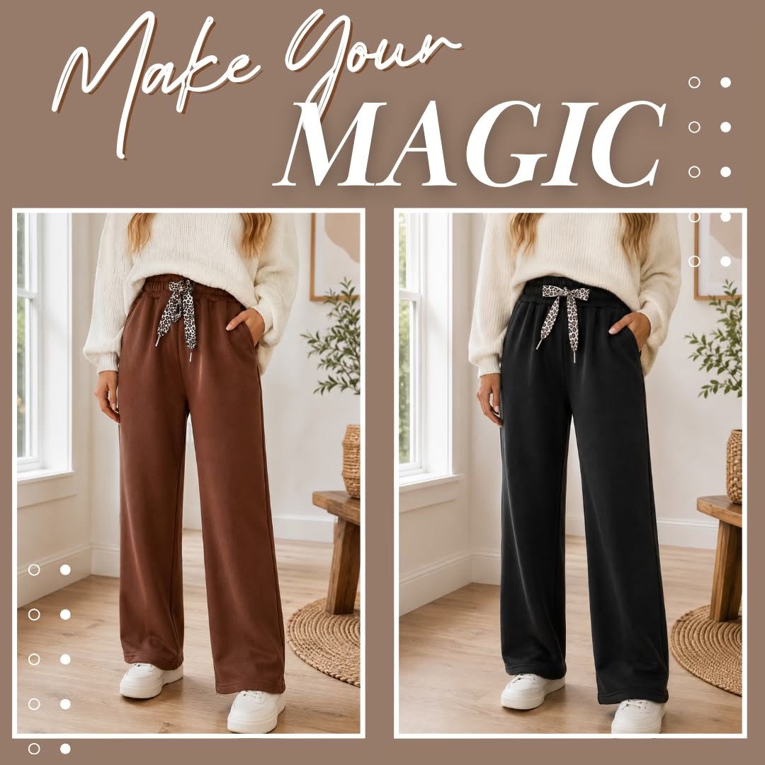 Fleece Leopard Drawstring Pants