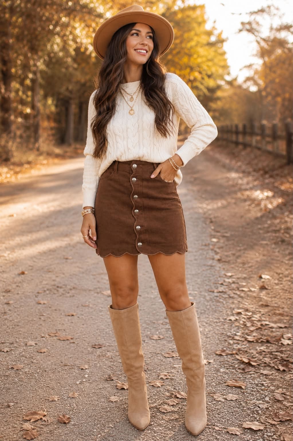 Beige Cable Knit Sweater