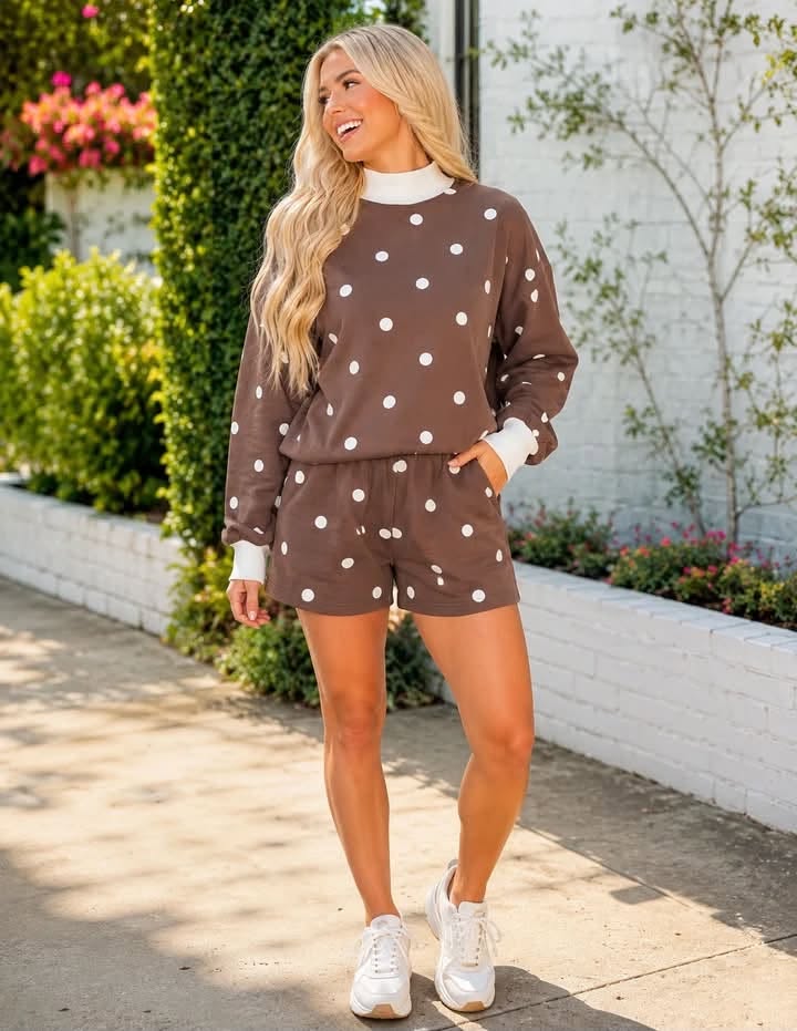 Brown Polka Dot Short Set