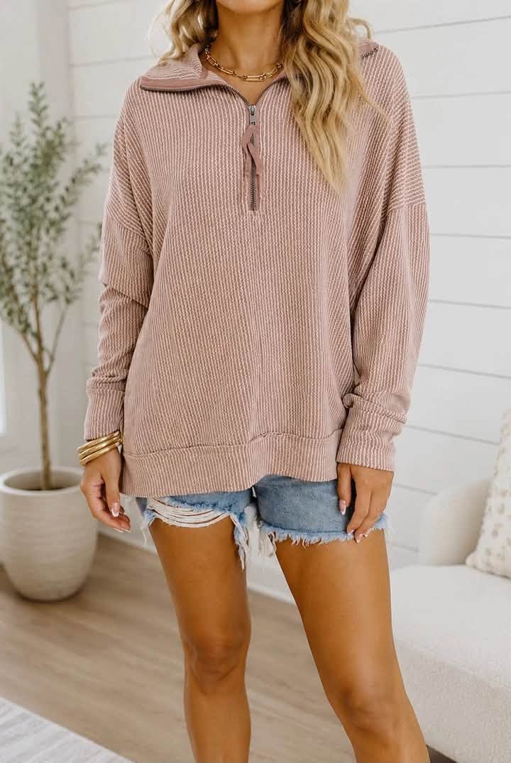 Oatmeal Ribbed Top