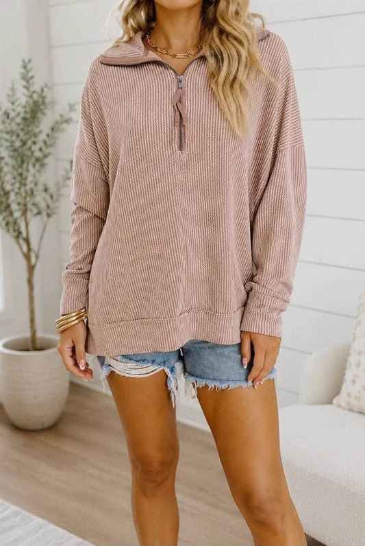 Oatmeal Ribbed Top
