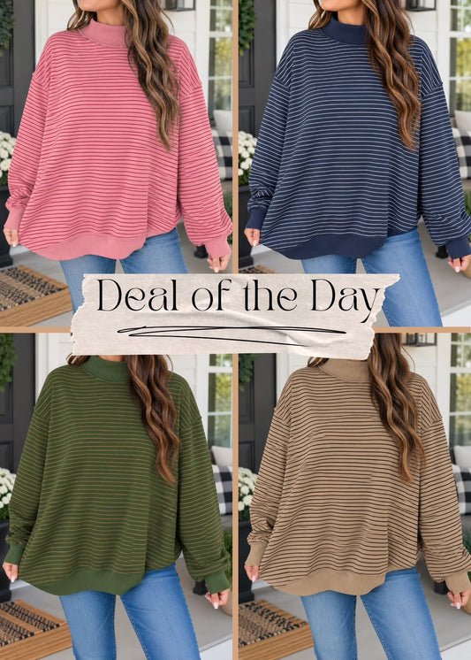 Stripe Ribbed Oversized Sweatshirt