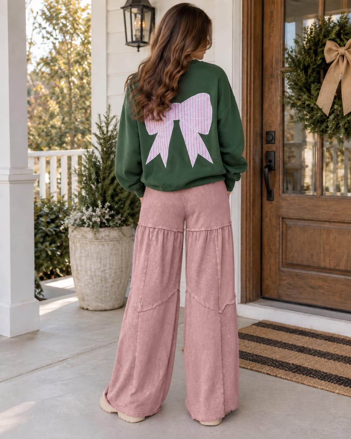 Green Bow Oversized Sweatshirt