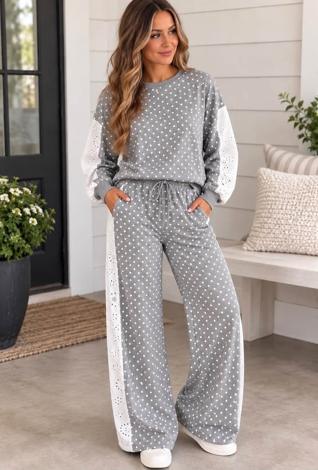 Polka Dot Eyelet Set