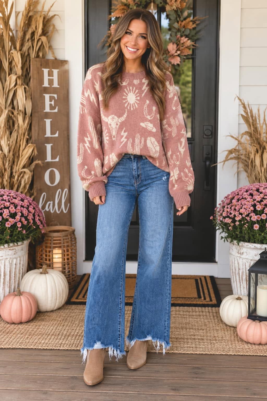 High Waist Frayed Hem Jeans