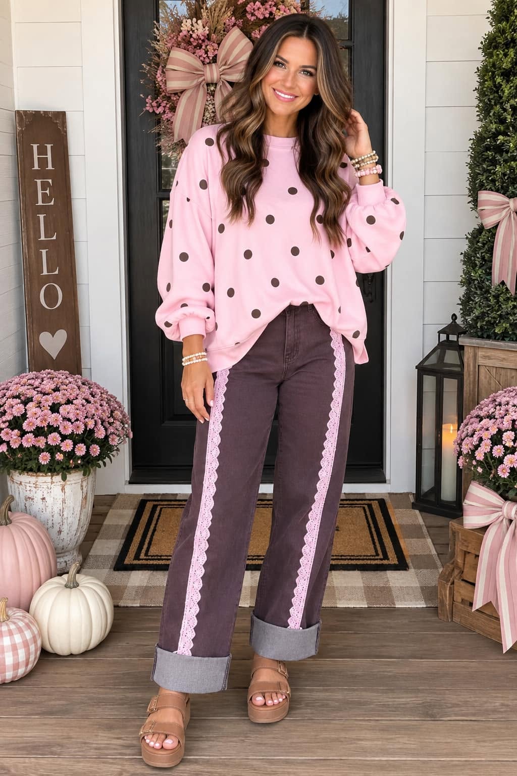 Lace-Trim Jeans