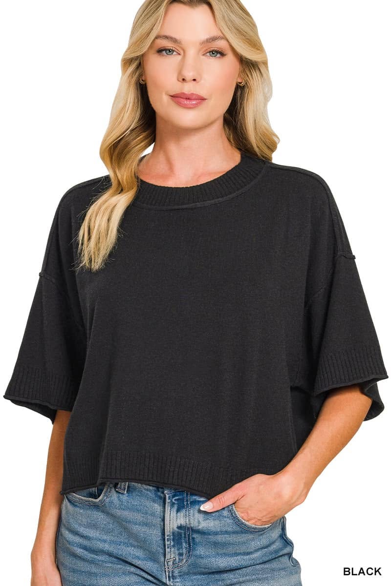 Mock Neck Boxy Sweater