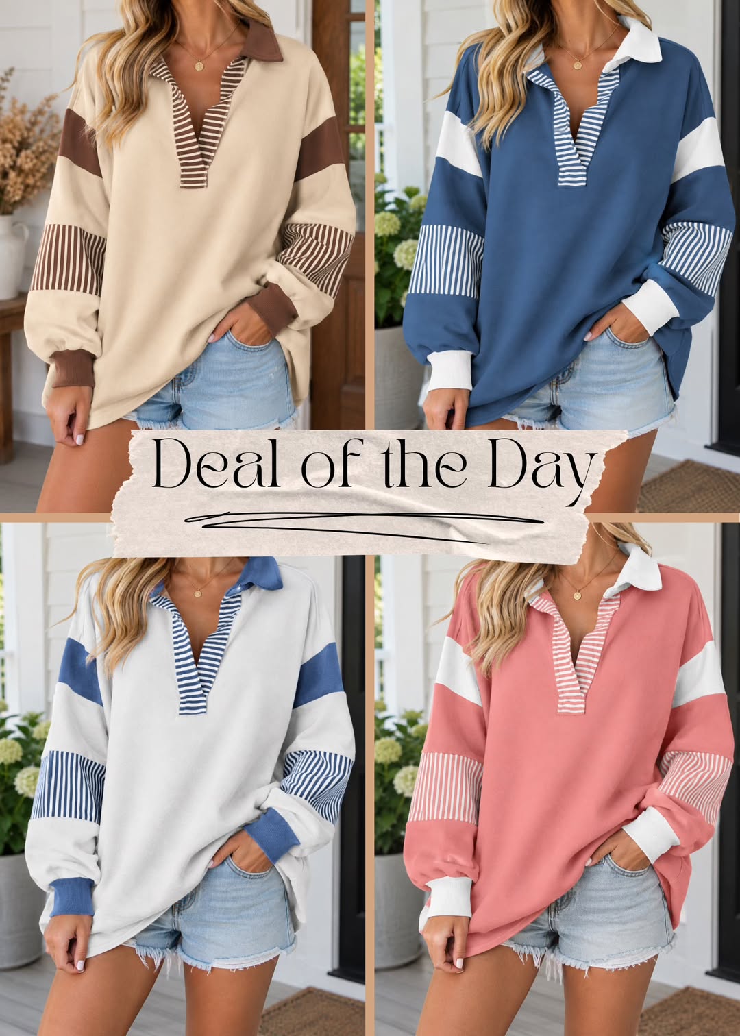 Striped Colorblock Sweatshirt