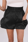 Black Elastic High Waist Shorties