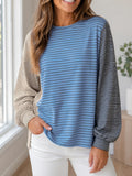 Blue Stripe Colorblock Pullover