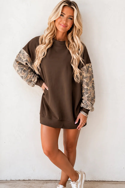 Camo Sleeve Pullover Sweatshirt
