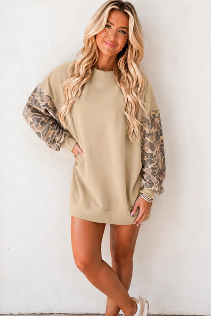 Camo Sleeve Pullover Sweatshirt