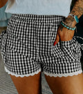Black-Gingham Lace Shorties