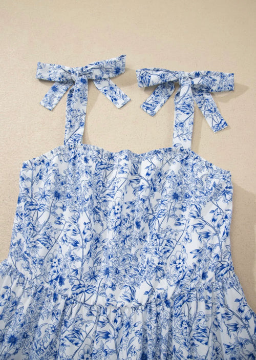Blue Floral Dress with Pockets