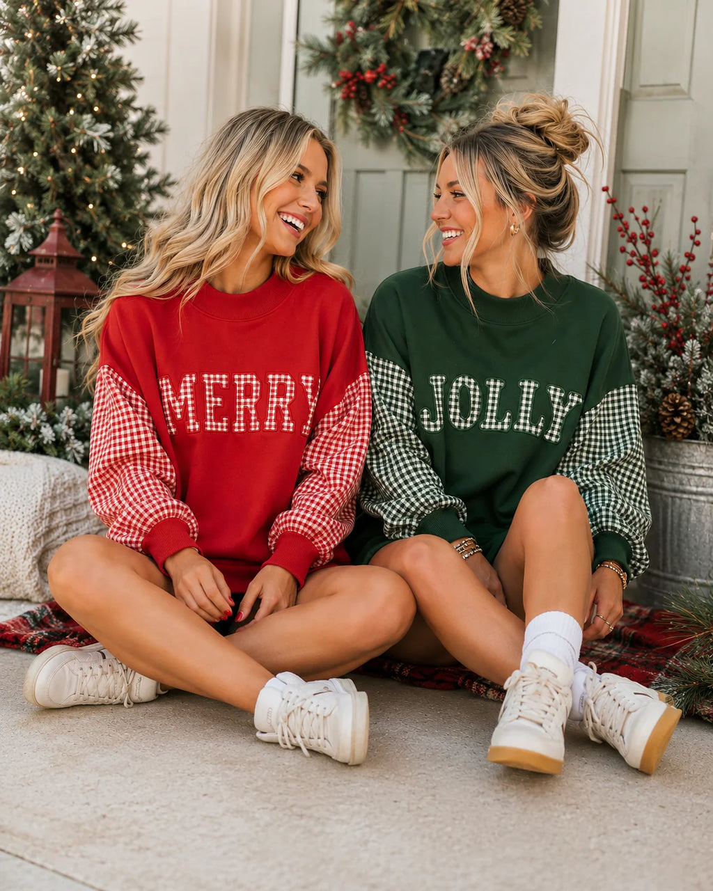 Gingham Plaid Oversized Pullover
