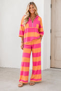 Orange Stripe Pants Set