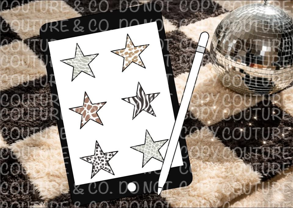 Animal Print Star Clipart Bundle
