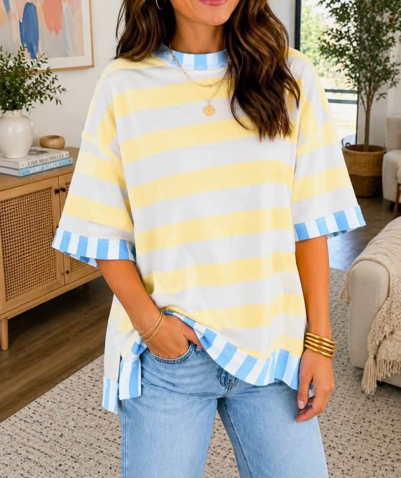 Stripe Exposed Seam Top