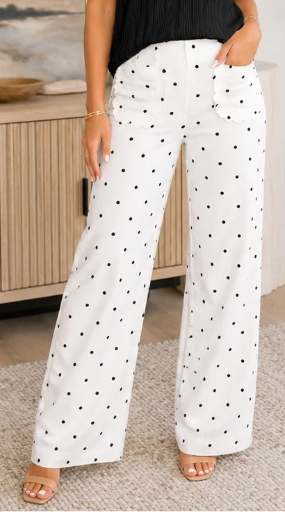Polka-Dot Scalloped Jeans