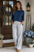Gray Floral Pants