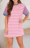 Pink Contrast Shirt Dress